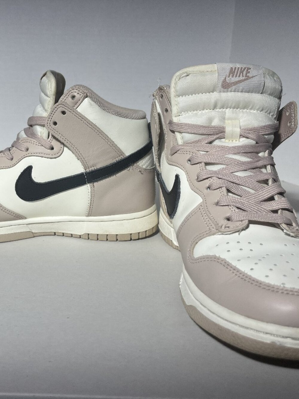 Nike Dunk High Sail Fossil Stone Black Swoosh Size 8